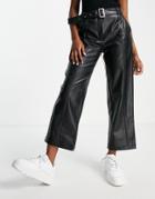 Only Adea-dionne Leather Look Kickflare Pant In Black