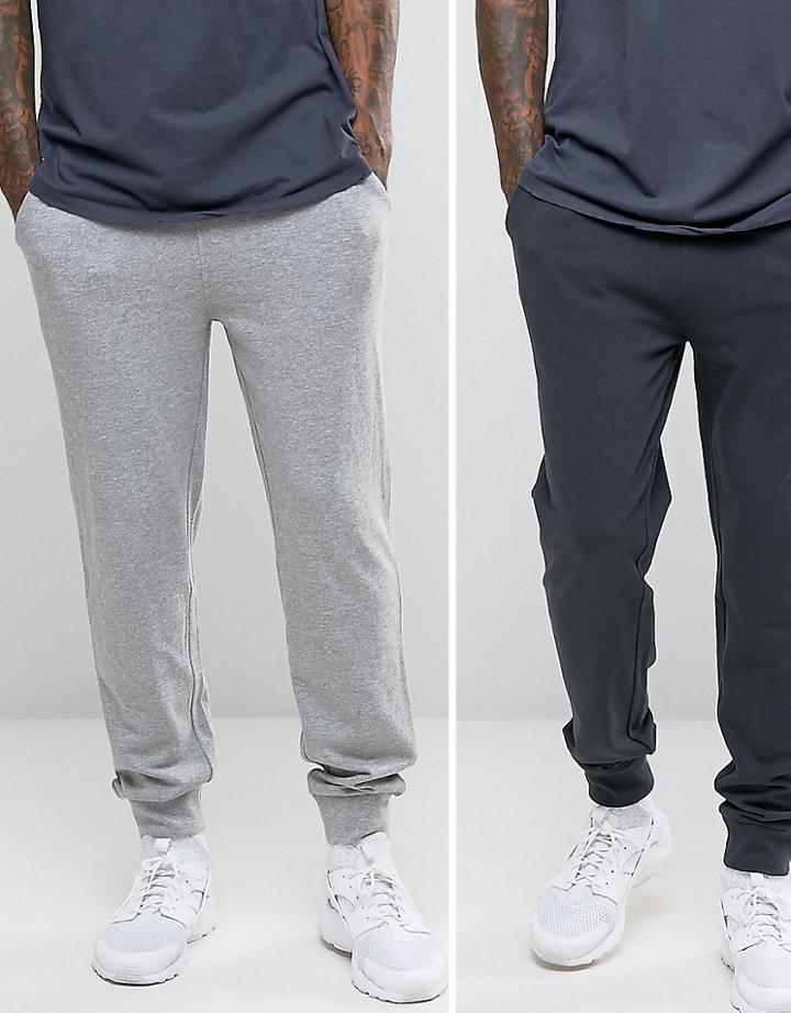 Asos Skinny Jogger 2 Pack Blue/ Gray Marl Save - Multi