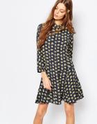 Paul And Joe Sister Rosary Floral Print Swing Dress In Printed Crepe - Blue