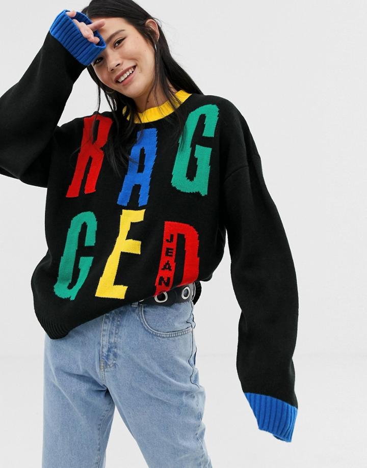 Ragged Jeans Logo Knitted Sweater - Black