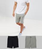 Asos Design Skinny Shorts 2 Pack Black/khaki Save - Multi