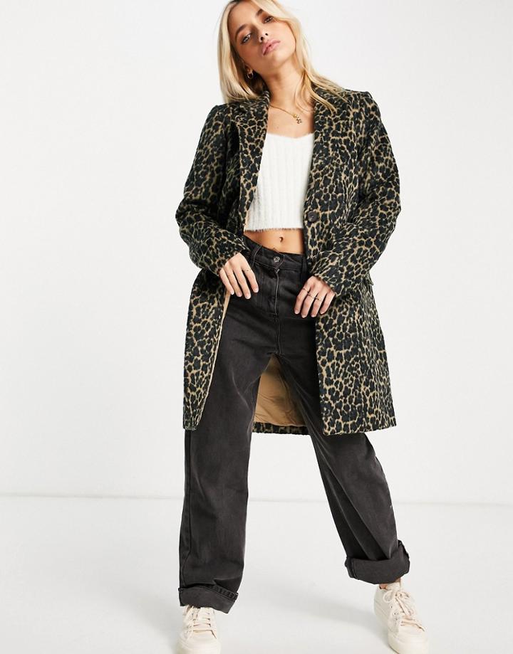 Vila Coat In Leopard Print-multi