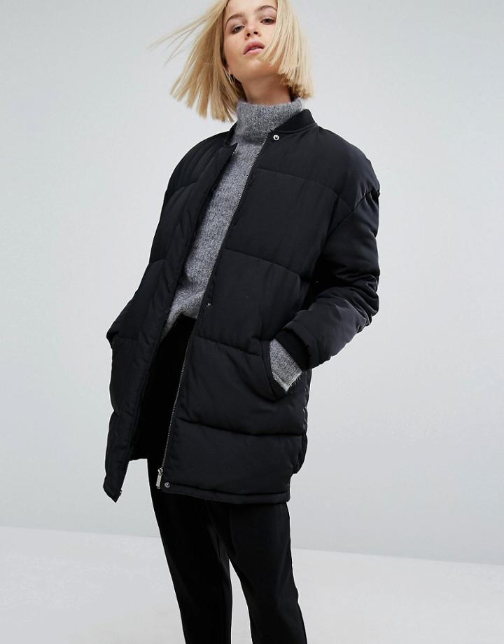 Moss Copenhagen Oversize Collarless Padded Jacket - Black