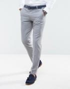 Asos Slim Suit Pants In 100% Wool In Mid Gray - Gray