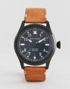 Jack Mason Aviation Leather Watch In Tan 42mm - Tan