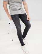 Jack & Jones Core Intelligince Skinny Fit Super Stretch Jean In Black Denim - Black