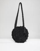Chateau Crochet Circular Cross Body Bag - Black