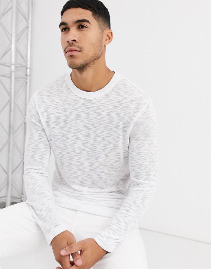 Asos Design Long Sleeve T-shirt In White Interest Fabric