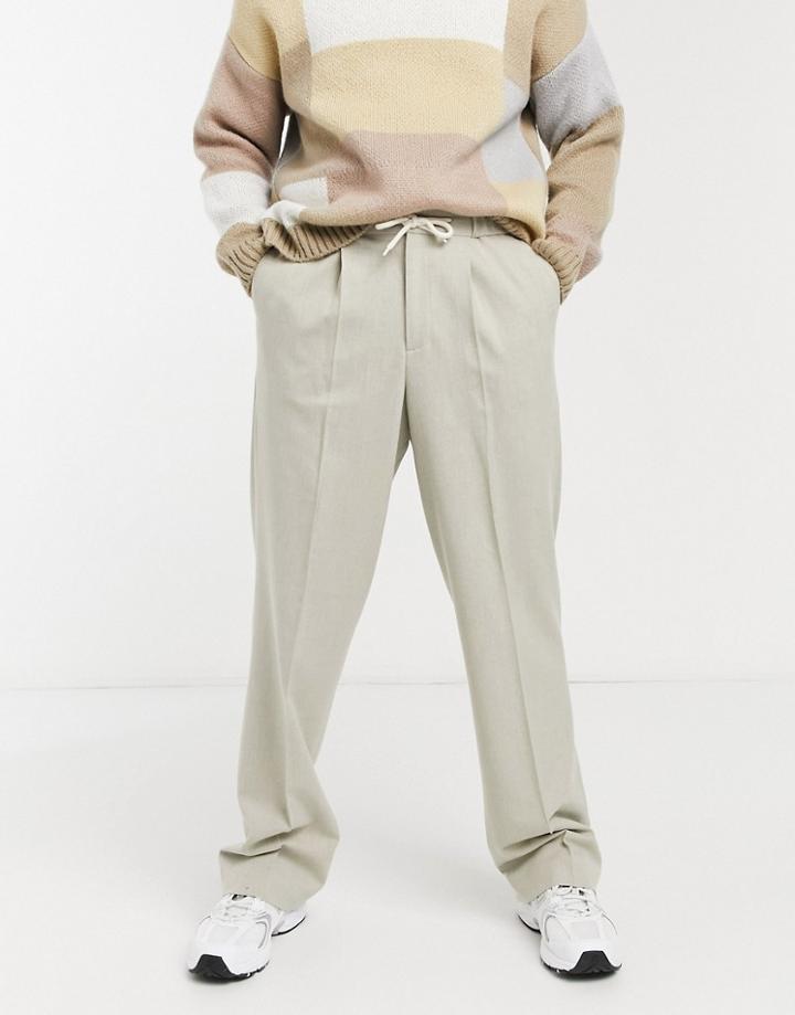 Asos Design Wide Leg Smart Jogger In Soft Touch-neutral