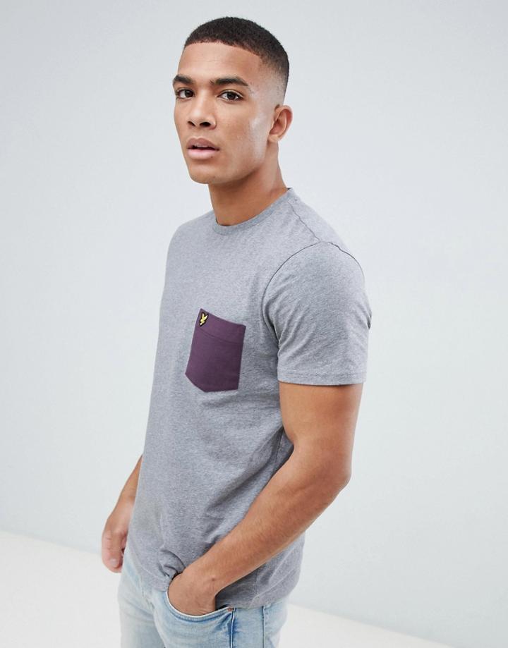 Lyle & Scott Contrast Pocket Logo T-shirt In Mid Gray Marl - Gray