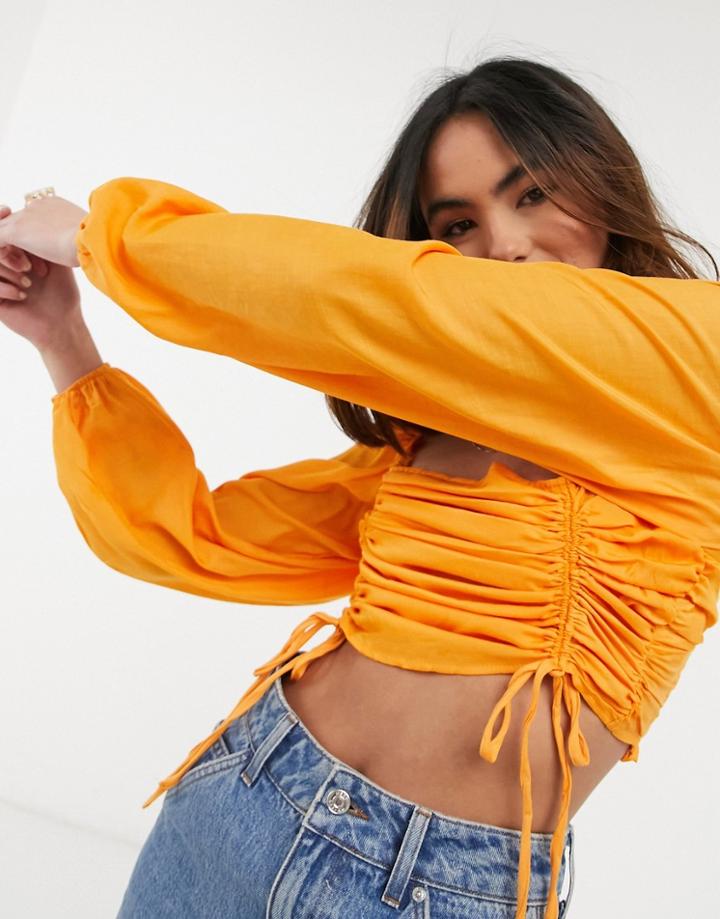 Urban Bliss Ruched Crop Top In Orange