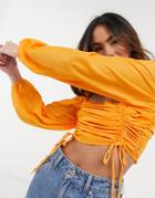 Urban Bliss Ruched Crop Top In Orange