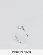 Asos Curve Exclusive Sterling Silver Faux Moonstone Ring - Silver