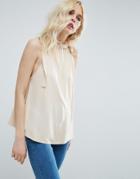 Asos Swing Top With Ruched Neck - Stone