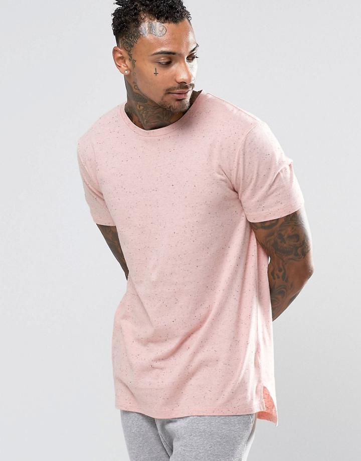 Asos Loungewear Longline T-shirt In Pink Nepp - Pink