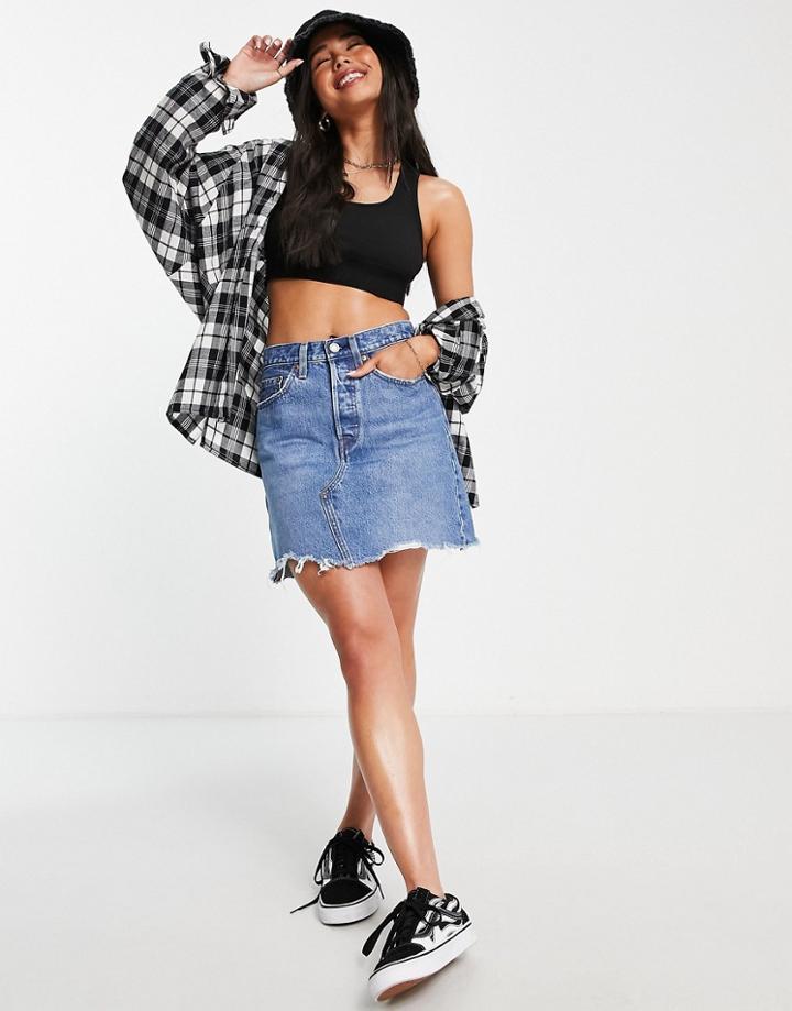 Levi's Deconstructed Iconic Skirt In Mid Wash Blue