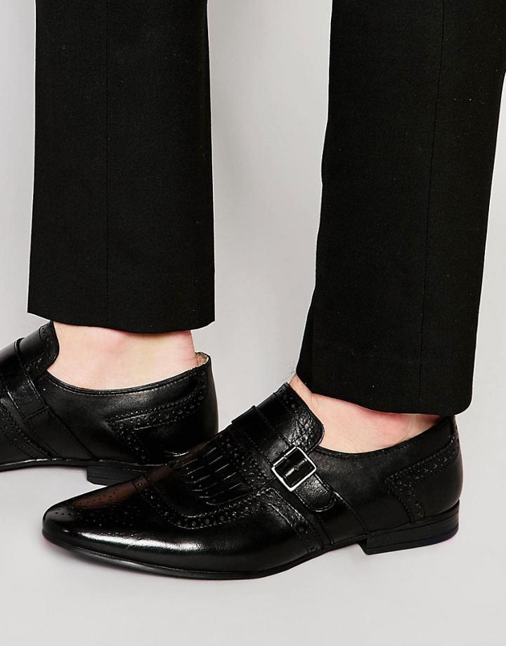 Kg By Kurt Geiger Doverxcourt Monk Shoes In Leather - Black