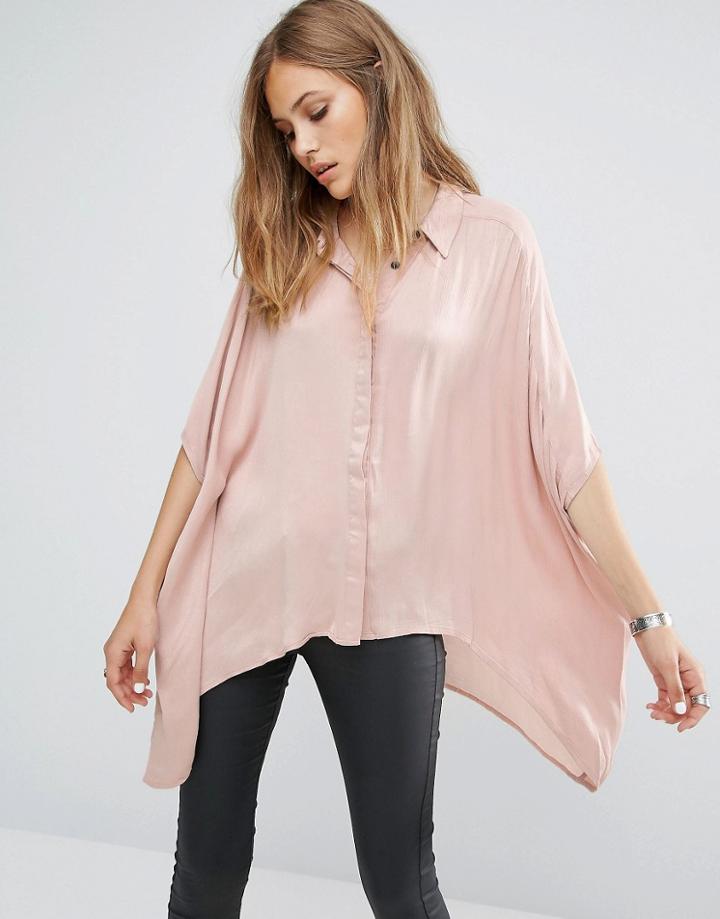 Religion Diffuse Dip Hem Shirt - Pink