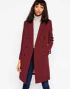 Asos Coat With Double Breasted Detail In Bonded Cloth - Rust