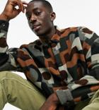 Asos Design Polar Fleece Extreme Oversized Shirt In Geometric Print-brown