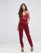 Ax Paris Strappy Jumpsuit - Red