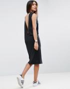 Asos Midi Sleeveless T-shirt Dress With V Back - Black