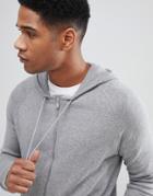 Threadbare Zip Through Knitted Hoodie-navy