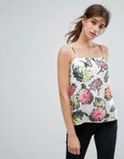 Warehouse Decoupage Floral Cami - Pink