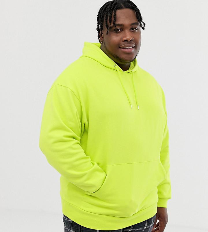 Asos Design Plus Oversized Hoodie In Acid Lime-green