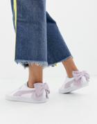 Puma Basket Pink Bow White Sneakers - Pink