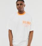 Reclaimed Vintage Logo T-shirt With Contrast Neon Ringer-white