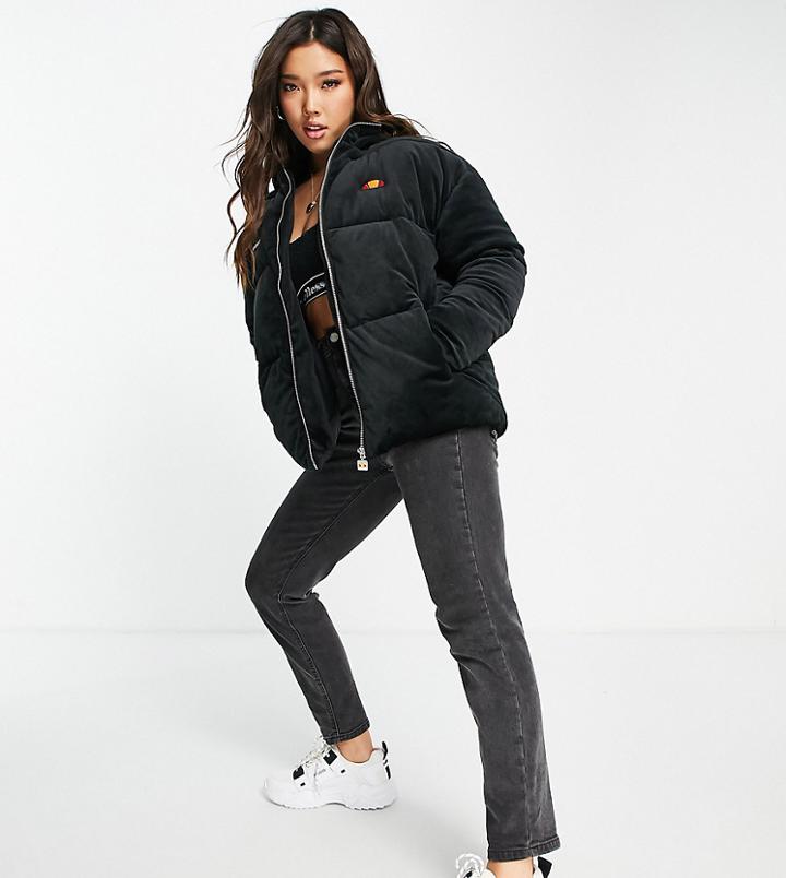 Ellesse Velvet Puffer Jacket In Black