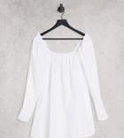 Asyou Square Neck Volume Flippy Mini Dress In White