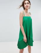 Asos Pleated Cami Dress - Green