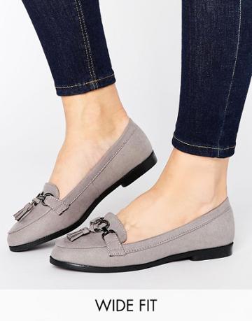 New Look Wide Fit Tassel Loafer - Gray