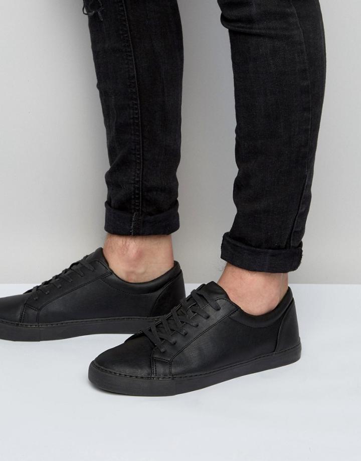 Asos Design Vegan Sneakers In Black - Black