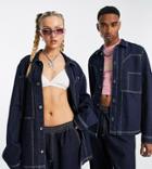 Collusion Unisex Denim Utility Shirt In Blue - Part Of A Set