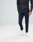 Selected Homme Skinny Suit Pants In Check - Navy