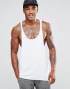 Asos Tank In Raw Edge Extreme Dropped Armhole And Racer Back In White - White