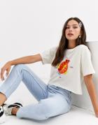 Daisy Street Relaxed Crop T-shirt With Sun Graphic