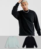 Asos Design Oversized Sweatshirt 2 Pack In Black/gray - Multi