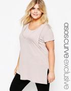 Asos Curve Double Layer T-shirt With Tank - Mink