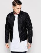 Diesel Biker Jacket J-red Nylon With Contrast Chevron In Black - Black