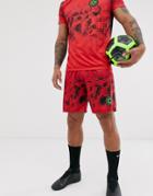 Asos 4505 Soccer Shorts With Animal Print - Red