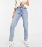 Only Tall Veneda Mom Jeans In Light Blue Wash-blues
