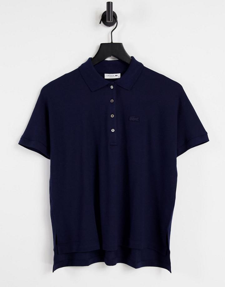 Lacoste Oversized Polo Shirt In Dark Navy