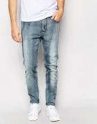 Waven Jeans Valtar Drop Crotch Skinny Tapered Fit Dusty Blue Blasted - Dusty Blue
