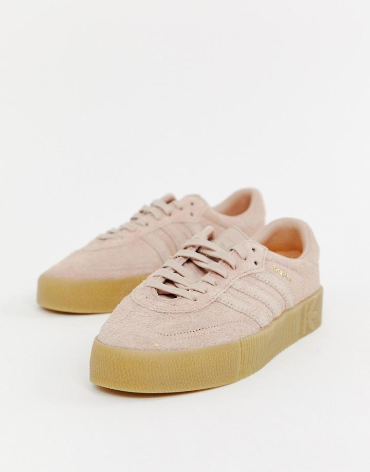 Adidas Originals Samba Rose Sneakers In Tan With Gum Sole - Cream