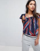 Gigi Hadid Tie Shoulder Stripe Blouse - Multi