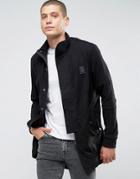 Religion Jersey Parka With Panel Sleeves And Fishtail - Black